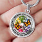 AG2608026 My Mind Still Talks To You Orange Monarch Butterflies Flower Luxury Necklace with Back Engraving
