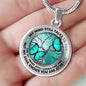 AG1308026 My Mind Still Talks To You Turquoise Butterflies Tree Of Life Luxury Necklace with Back Engraving