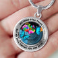 AG2408029 My Mind Still Talks To You Blue Butterflies Flower Luxury Necklace with Back Engraving