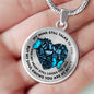 TM0002 My Mind Still Talks To You Blue Butterfly Broken Heart Luxury Necklace with Back Engraving