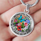 AG2608025 My Mind Still Talks To You Blue Butterflies Flower Luxury Necklace with Back Engraving