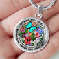 AG2608005 My Mind Still Talks To You Turquoise Butterflies Flower Luxury Necklace with Back Engraving