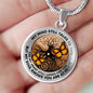 AG2108018 My Mind Still Talks To You Orange Monarch Butterflies Tree Of Life Luxury Necklace with Back Engraving