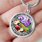 AG2508033 My Mind Still Talks To You Purple Butterflies Flower Luxury Necklace with Back Engraving
