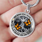 AG2008022 My Mind Still Talks To You Orange Monarch Butterflies Silver Tree Of Life Luxury Necklace with Back Engraving