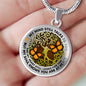AG1508018 My Mind Still Talks To You Orange Monarch Butterflies Tree Of Life Luxury Necklace with Back Engraving