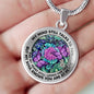 AG2608018 My Mind Still Talks To You Purple Butterflies Flower Luxury Necklace with Back Engraving