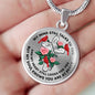 JL2007003 My Mind Still Talks To You Red Cardinals Three Rose Green Leaves And Silver Cross Luxury Necklace with Back Engraving