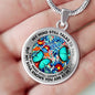 AG2408003 My Mind Still Talks To You Turquoise Butterflies Flower Luxury Necklace with Back Engraving