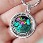 AG2408006 My Mind Still Talks To You Turquoise Butterflies Flower Luxury Necklace with Back Engraving