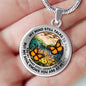 AG2508020 My Mind Still Talks To You Orange Monarch Butterflies Flower Luxury Necklace with Back Engraving