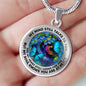 AG2608040 My Mind Still Talks To You Blue Butterflies Flower Luxury Necklace with Back Engraving