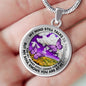 AG2508030 My Mind Still Talks To You Purple Butterflies Flower Luxury Necklace with Back Engraving