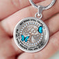 JL2407019 My Mind Still Talks To You Blue Butterflies And Rose Gold Family Tree Of Life Luxury Necklace with Back Engraving