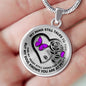 B0708115 My Mind Still Talks To You Purple Butterflies Black Rose And Heart Shape Luxury Necklace with Back Engraving