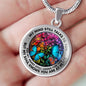 AG2408023 My Mind Still Talks To You Blue Butterflies Flower Luxury Necklace with Back Engraving