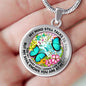 AG2408001 My Mind Still Talks To You Turquoise Butterflies Flower Luxury Necklace with Back Engraving