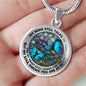 AG2508028 My Mind Still Talks To You Blue Butterflies Flower Luxury Necklace with Back Engraving