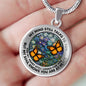 AG2508026 My Mind Still Talks To You Orange Monarch Butterflies Flower Luxury Necklace with Back Engraving