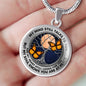AG0608074 My Mind Still Talks To You Orange Monarch Butterflies Silver Moon Tree Of Life And Galaxy Luxury Necklace with Back Engraving