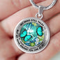 AG2408008 My Mind Still Talks To You Turquoise Butterflies Flower Luxury Necklace with Back Engraving