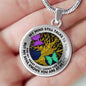 B070609 My Mind Still Talks To You Green And Purple Butterflies Luxury Necklace with Back Engraving