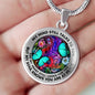 AG2608001 My Mind Still Talks To You Turquoise Butterflies Flower Luxury Necklace with Back Engraving