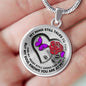 B0708073 My Mind Still Talks To You Purple Butterflies Rose And Black Heart Shape Luxury Necklace with Back Engraving