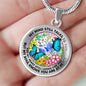 AG2408017 My Mind Still Talks To You Blue Butterflies Flower Luxury Necklace with Back Engraving