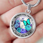 AG2208008 My Mind Still Talks To You Turquoise Butterflies Flower Luxury Necklace with Back Engraving
