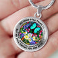AG2808001 My Mind Still Talks To You Turquoise Butterflies Flower Luxury Necklace with Back Engraving