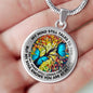 AG2108032 My Mind Still Talks To You Blue Butterflies Tree Of Life Luxury Necklace with Back Engraving