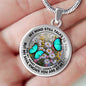 AG2908012 My Mind Still Talks To You Turquoise Butterflies Flower Luxury Necklace with Back Engraving
