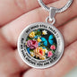 AG2908041 My Mind Still Talks To You Blue Butterflies Flower Luxury Necklace with Back Engraving