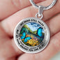 AG2508022 My Mind Still Talks To You Blue Butterflies Flower Luxury Necklace with Back Engraving
