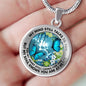 AG2408035 My Mind Still Talks To You Blue Butterflies Flower Luxury Necklace with Back Engraving