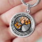 AG0608068 My Mind Still Talks To You Orange Monarch Butterflies Black Moon Tree Of Life Luxury Necklace with Back Engraving