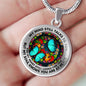 AG2608008 My Mind Still Talks To You Turquoise Butterflies Flower Luxury Necklace with Back Engraving