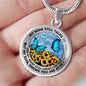 AG2508016 My Mind Still Talks To You Blue Butterflies Flower Luxury Necklace with Back Engraving