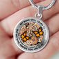 AG2608014 My Mind Still Talks To You Orange Monarch Butterflies Flower Luxury Necklace with Back Engraving