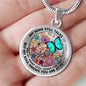 AG2208012 My Mind Still Talks To You Turquoise Butterflies Flower Luxury Necklace with Back Engraving