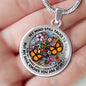 AG2608020 My Mind Still Talks To You Orange Monarch Butterflies Flower Luxury Necklace with Back Engraving