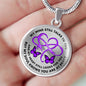 My Mind Still Talks To You Purple Butterfly Infinite Love Heart PT0017 Luxury Necklace with Back Engraving