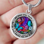 AG2608013 My Mind Still Talks To You Blue Butterflies Flower Luxury Necklace with Back Engraving
