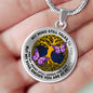 AG0608051 My Mind Still Talks To You Purple Butterflies Gold Celtic Knot Tree Of Life Luxury Necklace with Back Engraving