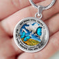 AG2508031 My Mind Still Talks To You Blue Butterflies Flower Luxury Necklace with Back Engraving