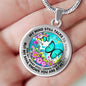 AG2408002 My Mind Still Talks To You Turquoise Butterflies Flower Luxury Necklace with Back Engraving