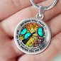 AG2108008 My Mind Still Talks To You Turquoise Butterflies Tree Of Life Luxury Necklace with Back Engraving