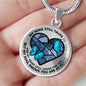 SP0109029 My Mind Still Talks To You Blue Butterflies Broken Heart Luxury Necklace with Back Engraving