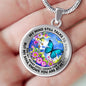 AG2408014 My Mind Still Talks To You Blue Butterflies Flower Luxury Necklace with Back Engraving